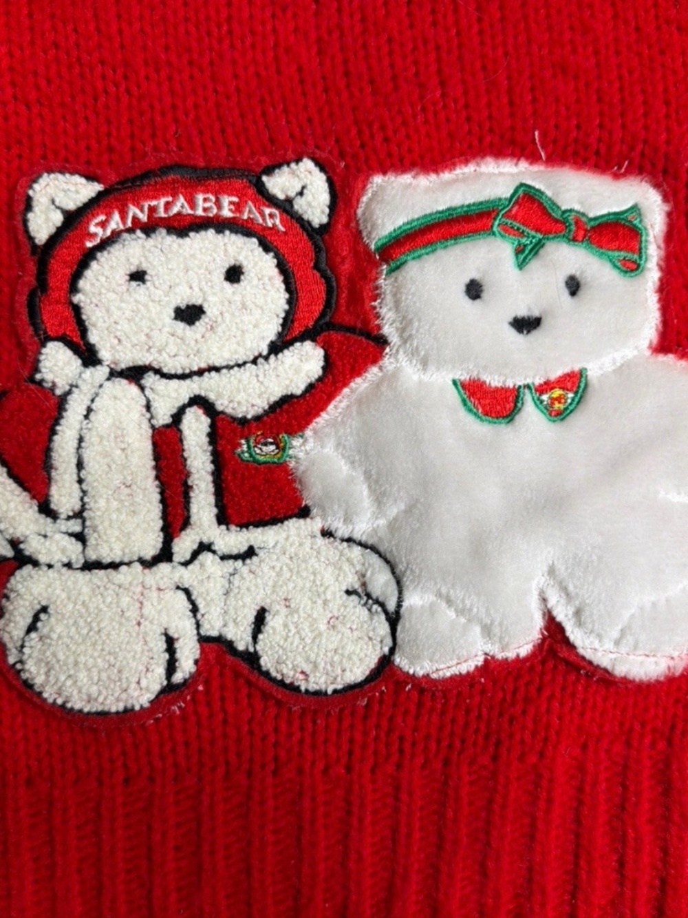 Vintage 1987 Santabear Sweater M Red Ugly Christmas Patch Knit Dayton's Hudson's